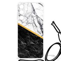 Samsung Galaxy A25 Anti-Shock Hoesje Marmer Wit Zwart - Origineel Cadeau Man