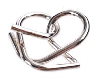 Johntoy Hersenkraker metalen puzzel in display zilver/oranje