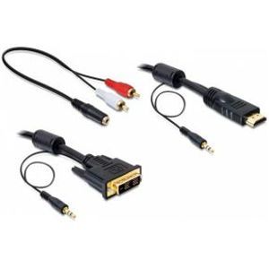 DeLOCK 84455 video kabel adapter 2 m DVI-D HDMI Zwart