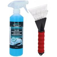 Ijskrabber met antivries spray voor auto - 500 ml - soft grip - ruitenontdooier