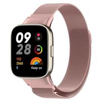 By Qubix - Milanese bandje - Rosé goud - Compatible met Xiaomi Redmi Watch 3 - Compatible Xiaomi bandje