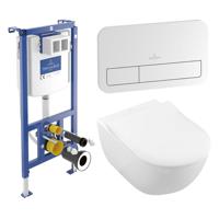 Villeroy & Boch Subway 2.0 pack wandcloset - directflush - diepspoel - slimseat zitting softclose & quickrelease - met inbouwreservoir - bedieningsplaat chroom glans - wit 92242700 / 92249061 / 5614R201