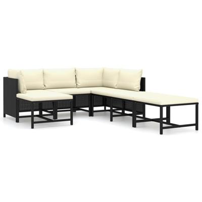 vidaXL 7-delige Loungeset met kussens poly rattan zwart vidaXL 7-delige Loungeset met kussens poly rattan zwart