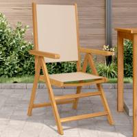 Tuinstoelen 2 st massief acaciahout en stof beige - thumbnail