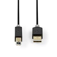 Nedis USB naar USB-B kabel - USB2.0 - tot 2A / zwart - 2 meter