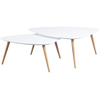 Bijzettafel Niko mat wit set van 2