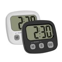 TFA Dostmann Set van 2 digitale korte tijdmeter voor sport/koken/leren, 38.2057.40.02, inclusief stopwatch en tijd, magnetisch, groot display, eierwekker, keukentimer, sporttimer, zwart/wit