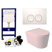 Geberit UP100 Toiletset Set52 Wandcloset Salenzi Civita Mat Roze en Delta Drukplaat