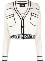 Karl Lagerfeld cardigan à bande logo - Blanc - thumbnail