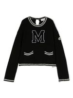 Moncler Enfant pull en maille à patch logo - Noir