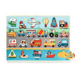 DJECO Transport Wooden Puzzle Vormpuzzel 22 stuk(s) Voertuigen