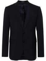 Emporio Armani blazer en laine vierge à simple boutonnage - Bleu