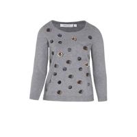 Paprika fijngebreide trui met all over print en pailletten grijs