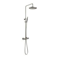 Hotbath Cobber thermostatische regendoucheset met 30cm ronde hoofddouche staafhanddouche nikkel geborsteld SDS9GN5