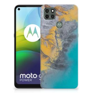 Motorola Moto G9 Power TPU Siliconen Hoesje Marble Blue Gold