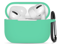 Hoesje geschikt voor Apple Airpods Pro - Softcase - Sleutelhanger - Cover - Extra dun - Siliconen - Mintgroen