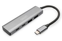 DIGITUS 4-poorts USB-C hub - USB 3.1 Gen 2-2x USB A + 2x USB-C - tot 10 Gbps - Plug & Play - aluminium behuizing - donkergrijs