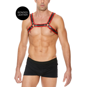 Ouch! by Shots Leather Bulldog Harness with Buckles - L/XL