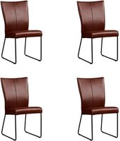 Set van 4 Cognac leren industriële eetkamerstoelen Mate - Granada leer Cognac (cognac leer) - thumbnail