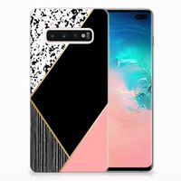 Samsung Galaxy S10 Plus TPU Hoesje Zwart Roze Vormen