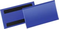 Durable 174107 Magnetische etiketteerhoes 150 x 67 mm, verpakking 50 stuks, blauw, met een hoge weerstand tegen vocht.