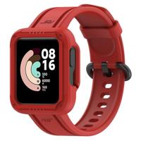 By Qubix - Siliconen sportband met case - Rood - Xiaomi Redmi Watch 2 (Lite)