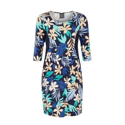 PONT NEUF jurk Bianco met contrastbies donkerblauw/ecru/turquoise PONT NEUF jurk Bianco met contrastbies donkerblauw/ecru/turquoise