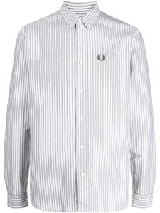 Fred Perry chemise rayée en coton à logo brodé - Gris