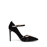 Decolleté NeroGiardini van zwart suède met hoge hak en riem - 205570DE 100 - maat, zwart., 37 EU