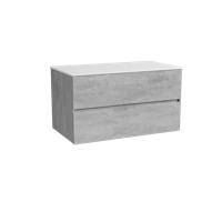 Storke Edge zwevend badmeubel 95 x 52 cm beton donkergrijs met Tavola enkel wastafelblad in solid surface mat wit - thumbnail