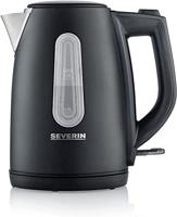 SEVERIN WK 9553 Waterkoker, 2200 W, 1 l, verborgen verwarmingselement, waterniveau-indicator, kabelopwikkeling, roestvrijstalen behuizing, mat zwart gelakt