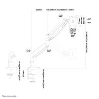 Neomounts NM-D750WHITE 1-voudig Monitor-tafelbeugel 25,4 cm (10) - 81,3 cm (32) Kantelbaar, Zwenkbaar Wit - thumbnail