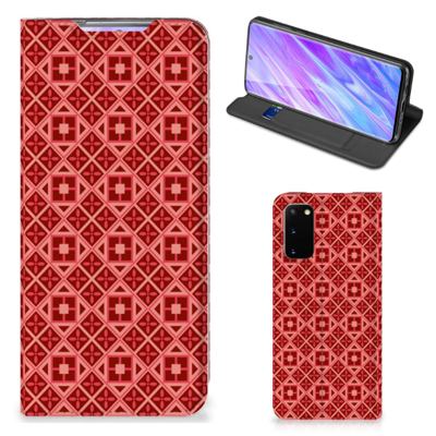 Samsung Galaxy S20 Hoesje met Magneet Batik Rood Samsung Galaxy S20 Hoesje met Magneet Batik Rood