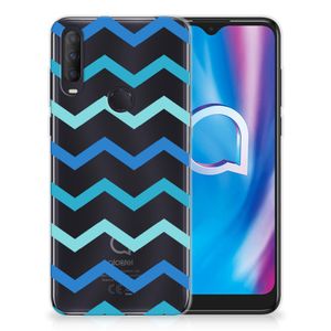 Alcatel 1S (2020) TPU bumper Zigzag Blauw