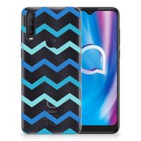 Alcatel 1S (2020) TPU bumper Zigzag Blauw - thumbnail