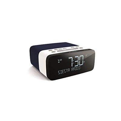 Pure Siesta Rise Bluetooth wekkerradio (digitale radio, DAB en FM-radiowekker, Bluetooth, USB, AUX, slaaptimer, wekfunctie, CrystalVue display, 20 geheugenlocaties), blauw
