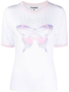 GANNI t-shirt à imprimé papillon - Blanc