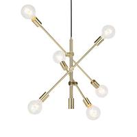 QAZQA - Retro Art deco Hanglamp | Eettafel | Eetkamer mat messing 6-lichts - Sydney | Woonkamer | Slaapkamer | Keuken - Staal - E27 Geschikt voor LED - Max. 6 x 40 Watt