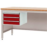 Manuflex ZB4622.3003 Behuizing onderbouw voor alu-werkbanken, gebruiksh. 300 mm met 3 lades, voor tafel diepte 800 mm