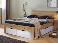 Bed FLASH 180x200 cm wit/artisan eik met lades - thumbnail