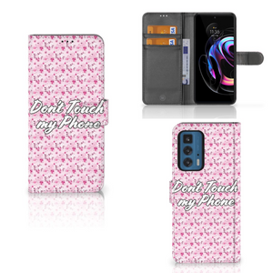 Motorola Edge 20 Pro Portemonnee Hoesje Flowers Pink DTMP