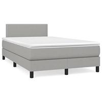 vidaXL Boxspring met matras en LED stof lichtgrijs 120x190 cm, bed, boxspringbed, tweepersoonsbed, slaapmeubel, boxspring bed, bed met matras