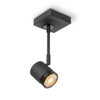 Moderne LED Opbouwspot Manu - Zwart - 9.5/9.5/25cm - Dimbaar - plafonniere gemaakt van metaal - inclusief LED lichtbron - GU10 fitting - 5W - 390lm - 3000K - warm wit licht - thumbnail