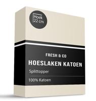 Splittopper Hoeslaken - Katoen - Creme - 180x200cm - Creme - Fresh And Co - Dekbed-Discounter.nl