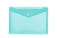 HERMA 20077 Documententas A4 transparant turkoois, kleine zichtvakken envelop met drukknop, plastic envelop voor school, universiteit, kantoor, reizen