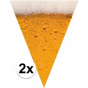 2x Bierfeest versiering vlaggenlijnen 6,4 meter pils print   -