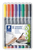 Viltstift Staedtler Lumocolor 318 permanent F set ÃƒÆ' 8 stuks assorti - thumbnail