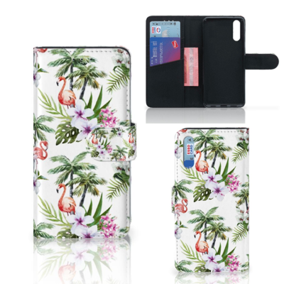 Huawei P20 Telefoonhoesje met Pasjes Flamingo Palms Huawei P20 Telefoonhoesje met Pasjes Flamingo Palms