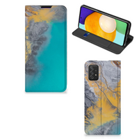 Samsung Galaxy A03s Standcase Marble Blue Gold - thumbnail