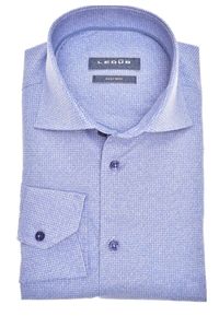 Ledȗb Modern Fit Overhemd blauw, Motief